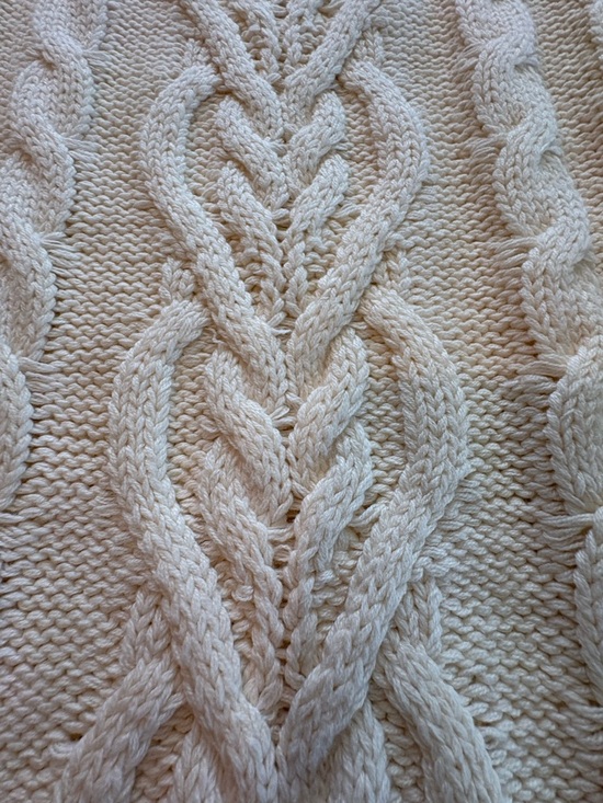 Ivory Cable-Knit Sweater Mini Dress with Pleated Hem - Picture 6 of 12